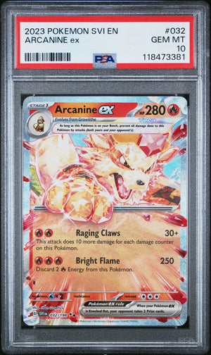 Graded 2023 Pokemon EN Arcanine #032 SVI Trading Card Game PSA 10 Gem Mint