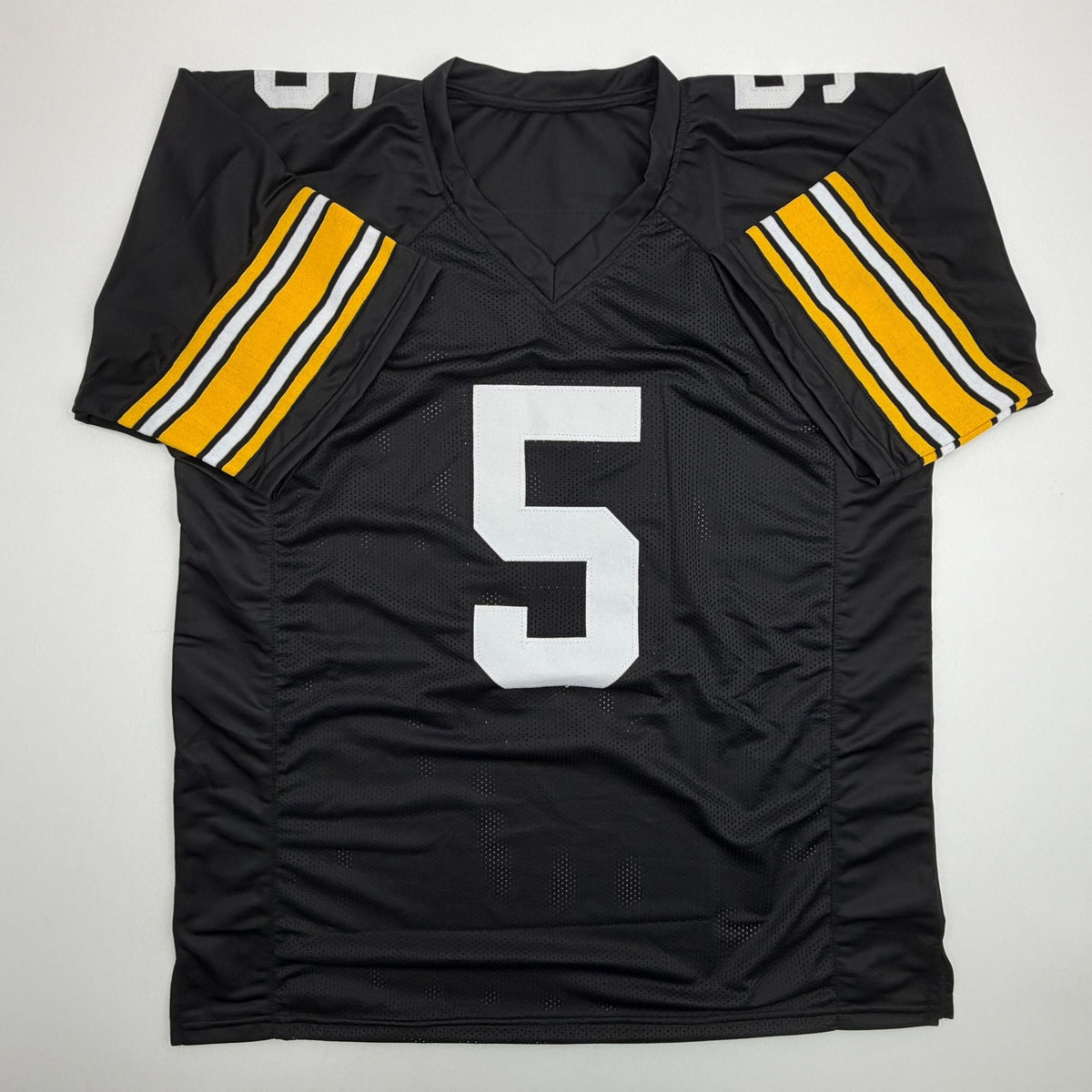 Autographed/Signed Terry Hanratty Pittsburgh Black Football Jersey Beckett BAS COA