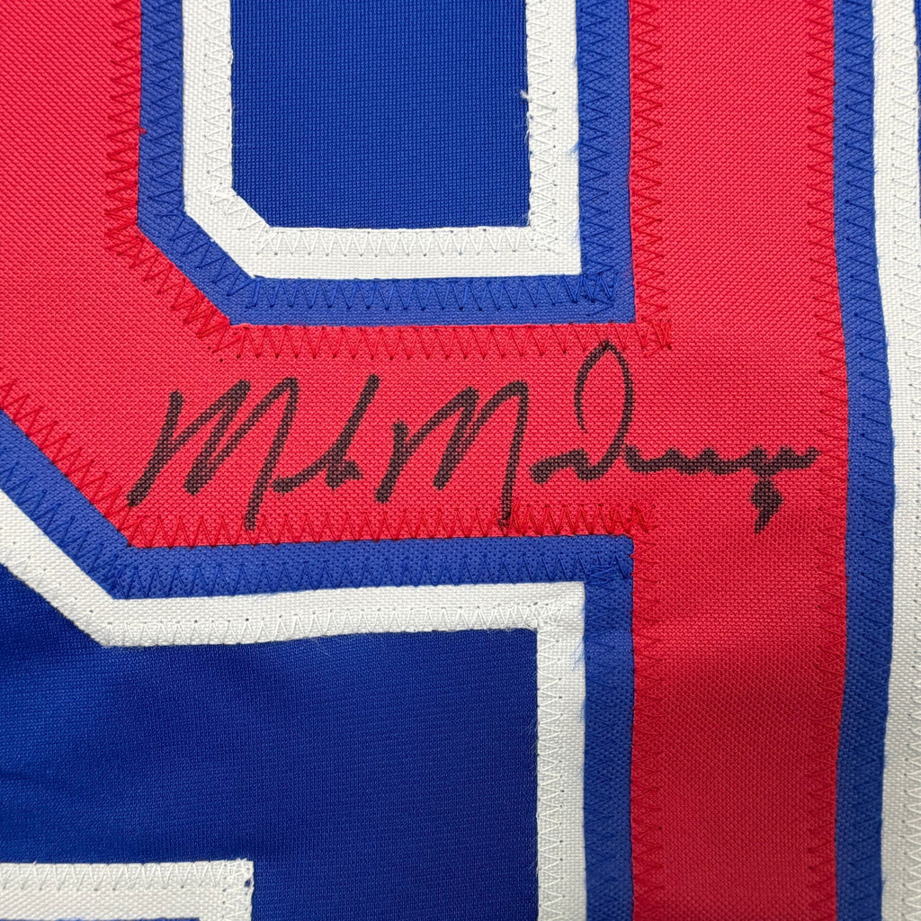 Autographed/Signed Mike Modano Team USA Blue Hockey Jersey Beckett BAS COA