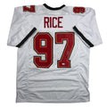Autographed/Signed Simeon Rice Tampa Bay White Football Jersey JSA COA