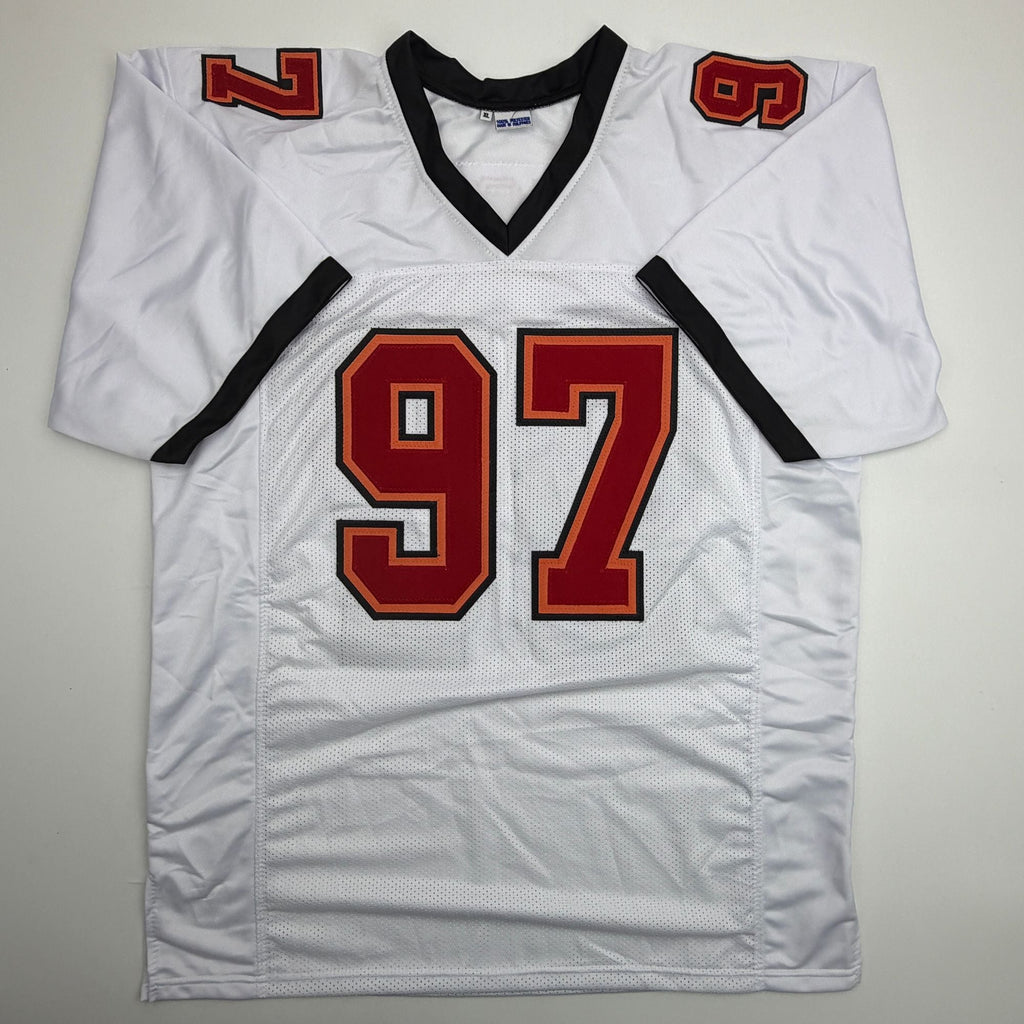 Autographed/Signed Simeon Rice Tampa Bay White Football Jersey JSA COA