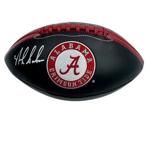 Autographed/Signed Nick Saban Alabama Crimson Tide Full Size Black Logo College Football Beckett BAS COA