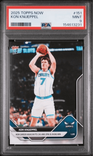 Graded 2025 Topps Now Kon Knueppel #151 Rookie RC Basketball Card PSA 9 Mint