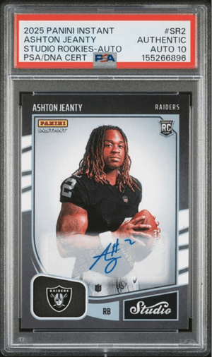 Graded 2025 Panini Instant Ashton Jeanty #SR2 Studio Rookies Auto /99 Rookie RC Football Card Authentic Auto PSA 10 Gem Mint