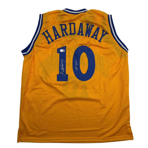 Autographed/Signed Tim Hardaway Golden State Yellow Basketball Jersey Beckett BAS COA