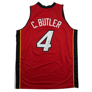 Autographed/Signed Caron Butler Miami Red Basketball Jersey Beckett BAS COA