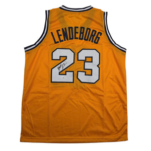 Autographed/Signed Yaxel Lendeborg Michigan Yellow College Basketball Jersey JSA COA