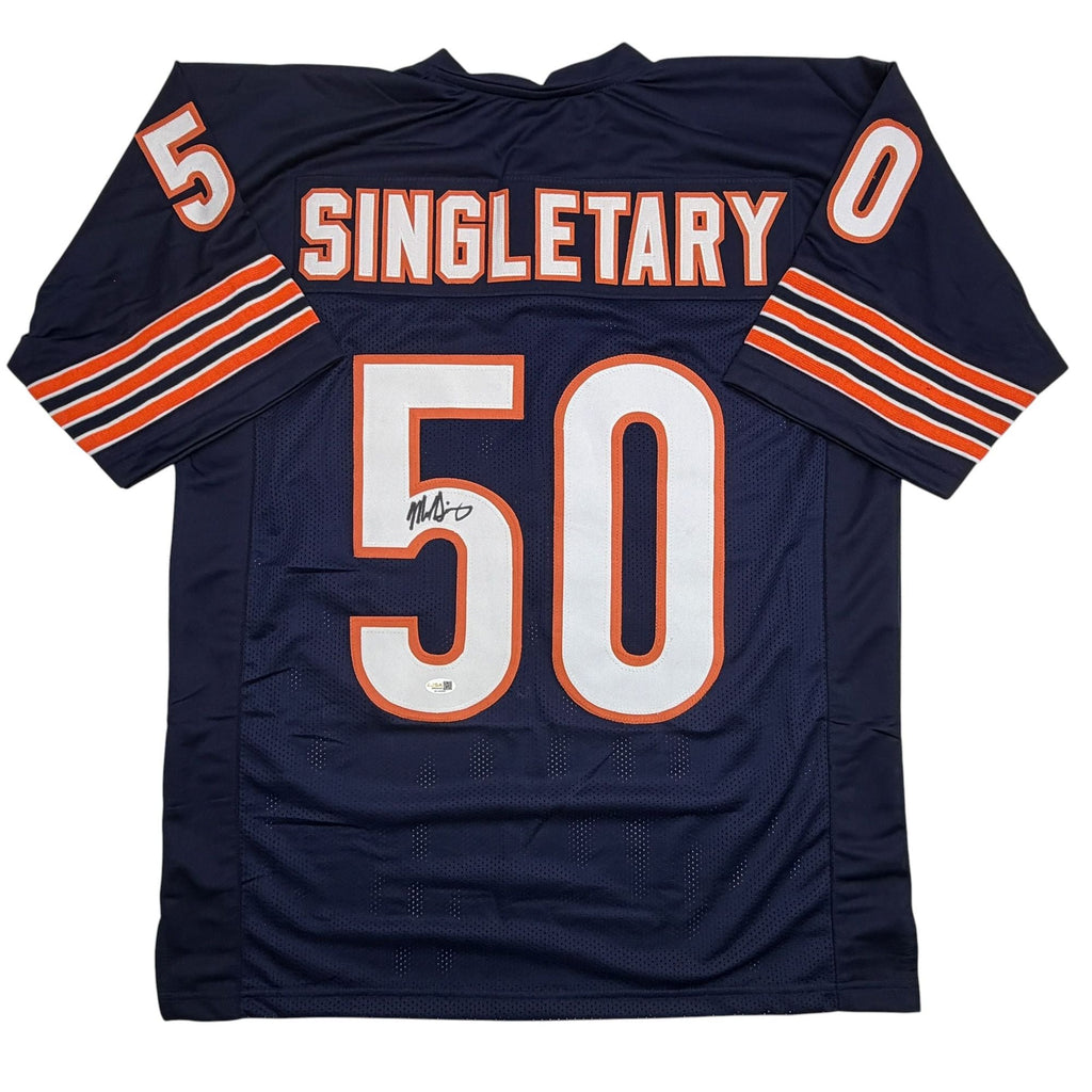 Autographed/Signed Mike Singletary HOF 98 Chicago Blue Football Jersey JSA COA