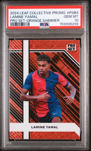 Graded 2024 Leaf Collective Promo Lamine Yamal #PSB4 Pro Set Orange Shimmer /299 Soccer Card PSA 10 Gem Mint