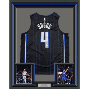 Framed Autographed/Signed Jalen Suggs 35x39 Orlando Magic Black Authentic Basketball Jersey Fanatics COA