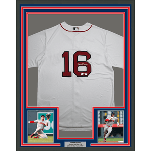 Framed Autographed/Signed 35x39 Jarren Duran Boston Red Sox White Authentic Baseball Jersey Fanatics & MLB COA