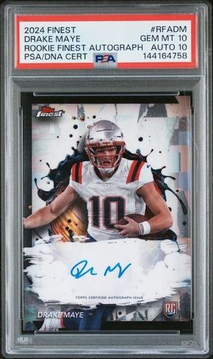 Graded 2024 Topps Finest Drake Maye #RFADM Rookie Finest Autograph Rookie RC Football Card PSA 10 Auto 10