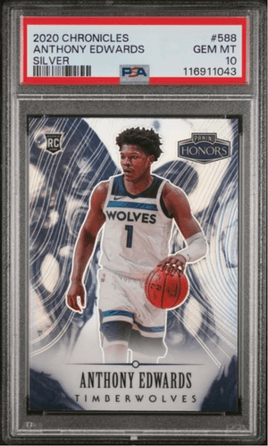 Graded 2020 Panini Chronicles Anthony Edwards #588 Silver Rookie RC Basketball Card PSA 10 Gem Mint