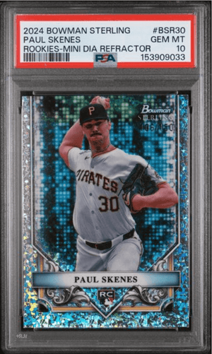 Graded 2024 Topps Bowman Sterling Paul Skenes #BSR30 Rookies Mini Diamond Refractor /150 Rookie RC Baseball Card PSA 10 Gem Mint
