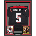 Framed Autographed/Signed Michael Crabtree 35x39 Texas Tech Black College Football Jersey JSA COA