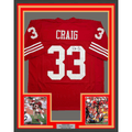 Framed Autographed/Signed Roger Craig 35x39 San Francisco Red Football Jersey JSA COA