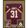 Framed Autographed/Signed Jonathan Jones 35x39 Washington Maroon Football Jersey JSA COA