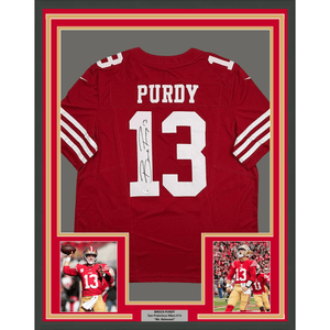 Framed Autographed/Signed Brock Purdy 35x39 San Francisco 49ers Red Authentic Football Jersey Fanatics COA