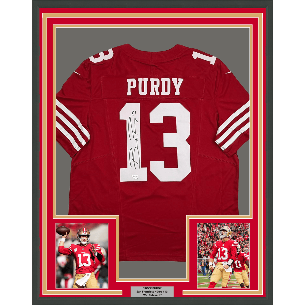 Framed Autographed/Signed Brock Purdy 35x39 San Francisco 49ers Red Authentic Football Jersey Fanatics COA