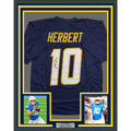 Framed Autographed/Signed Justin Herbert 35x39 Los Angeles San Diego Navy Blue Football Jersey Beckett BAS COA