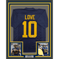 Framed Autographed/Signed Jordan Love 35x39 Green Bay Blue Retro Football Jersey Beckett BAS COA
