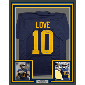 Framed Autographed/Signed Jordan Love 35x39 Green Bay Blue Retro Football Jersey Beckett BAS COA