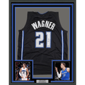 Framed Autographed/Signed Moritz Moe Wagner 35x39 Orlando Black Basketball Jersey Pristine PA COA