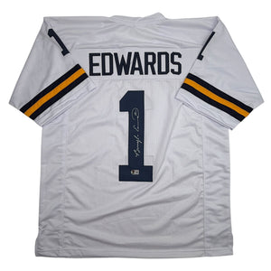 Autographed/Signed Braylon Edwards Michigan White College Football Jersey Beckett BAS COA