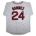 Autographed/Signed Manny Ramirez Reverse The Curse Boston White Baseball Jersey Beckett BAS COA