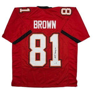 Autographed/Signed Antonio Brown Tampa Bay Red Football Jersey Beckett BAS COA