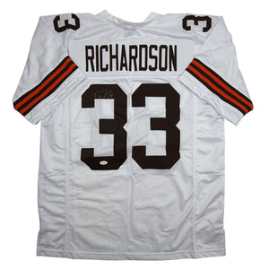 Autographed/Signed Trent Richardson Cleveland White Football Jersey JSA COA