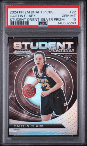 Graded 2024 Panini Prizm Draft Picks Caitlin Clark #22 Student Orientation Silver Prizm Rookie RC Basketball Card PSA 10 Gem Mint