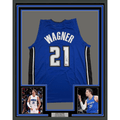Framed Autographed/Signed Moritz Moe Wagner 35x39 Orlando Blue Basketball Jersey Pristine PA COA