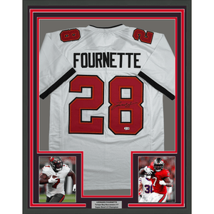Framed Autographed/Signed Leonard Fournette 35x39 Tampa Bay White Football Jersey Beckett BAS COA