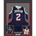 Framed Autographed/Signed Joe Johnson 35x39 Atlanta Blue Basketball Jersey Beckett BAS COA