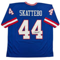 Autographed/Signed Cam Skattebo New York Blue Retro Football Jersey Beckett BAS COA