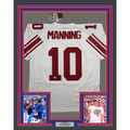 Framed Autographed/Signed Eli Manning 35x39 New York Giants White Mitchell & Ness Authentic Football Jersey Fanatics COA