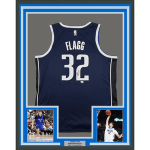 Framed Autographed/Signed Cooper Flagg 35x39 Dallas Mavericks Navy Blue Authentic Basketball Jersey Fanatics COA