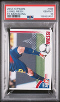 Graded 2012 Panini Lionel Messi #160 FC Barcelona Stickers Soccer Card PSA 10 Gem Mint