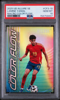 Graded 2025 Upper Deck UD Allure SE Lamine Yamal #CF3-10 Macro Color Flow Soccer Card PSA 10 Gem Mint