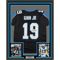 Framed Autographed/Signed Ted Ginn Jr. 35x39 Carolina Black Football Jersey JSA COA