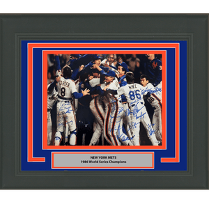 Framed Autographed/Signed 1986 New York Mets Team 26x Sigs World Series Champions 16x20 Baseball Photo JSA COA