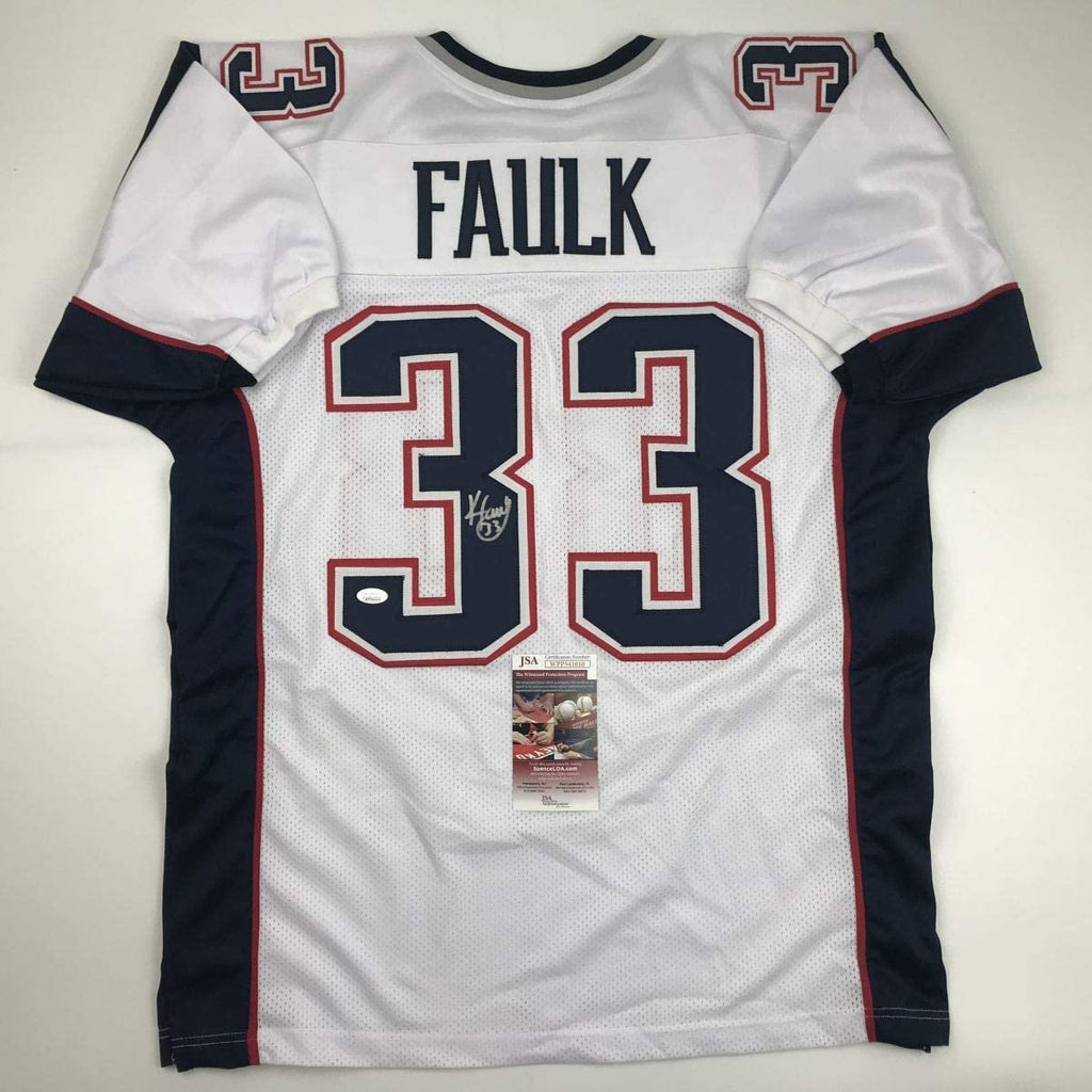 Autographed/Signed Kevin Faulk New England White Football Jersey JSA COA
