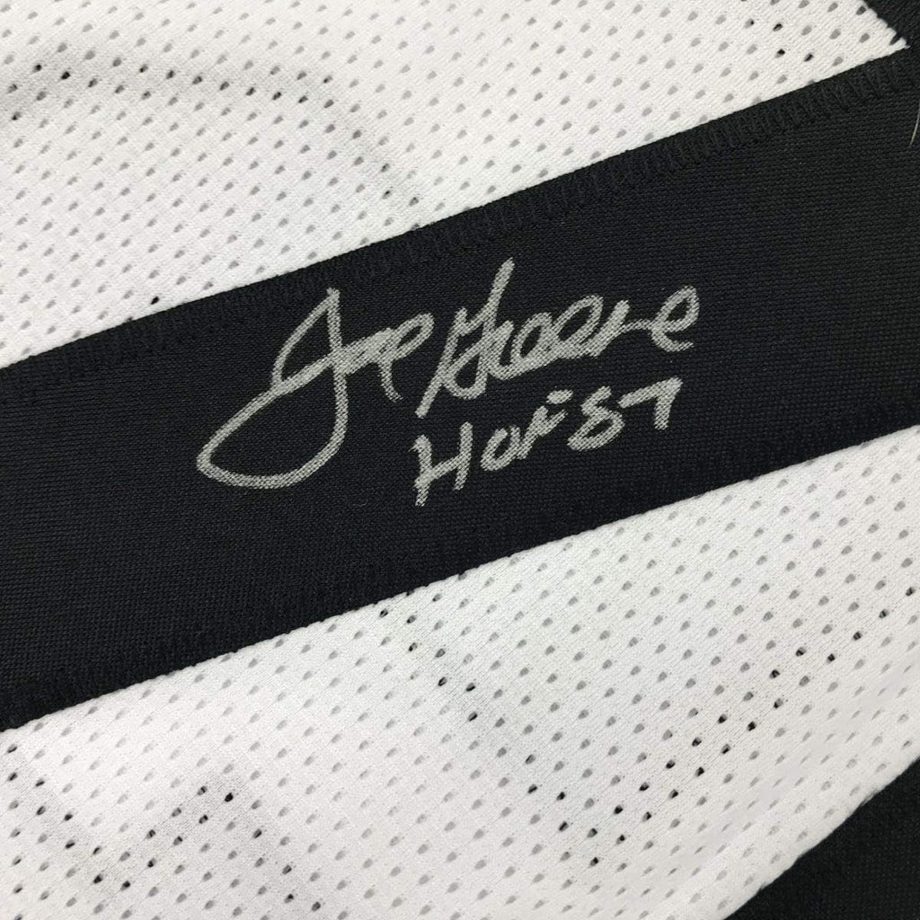 Framed Autographed/Signed Mean Joe Greene HOF 87 35x39 Pittsburgh White Football Jersey JSA COA