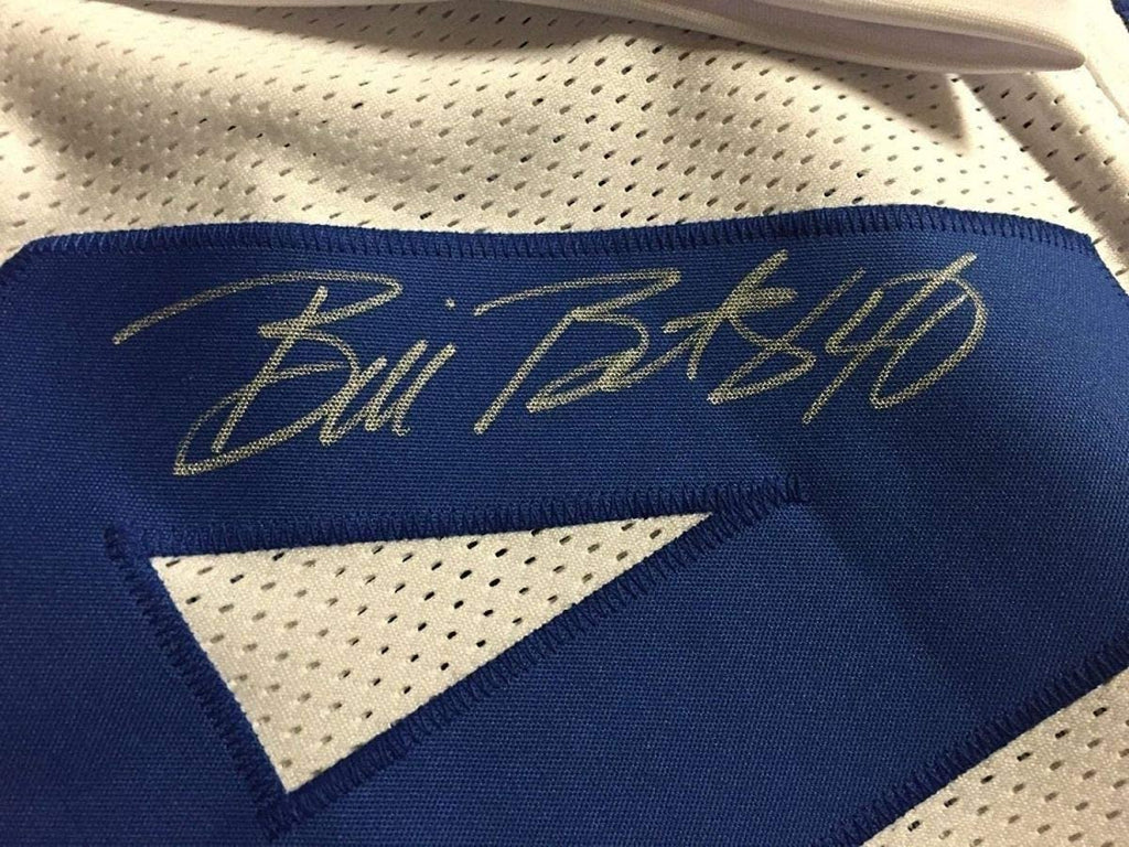Framed Autographed/Signed Bill Bates 35x39 Dallas Cowboys White Football Jersey JSA COA