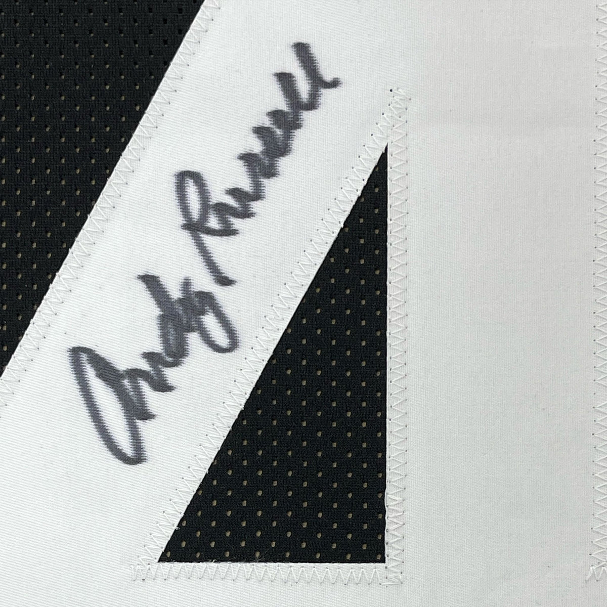 Framed Autographed/Signed Andy Russell 2x Super Bowl Champs 35x39 Pittsburgh Black Football Jersey JSA COA