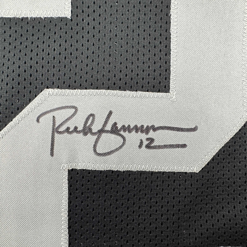 Framed Autographed/Signed Rich Gannon 35x39 Oakland Las Vegas Black Football Jersey JSA COA