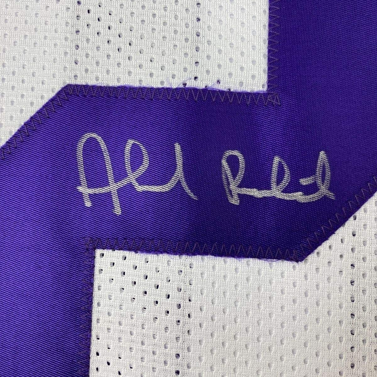 Framed Autographed/Signed Ahmad Rashad 35x39 Minnesota White Football Jersey JSA COA