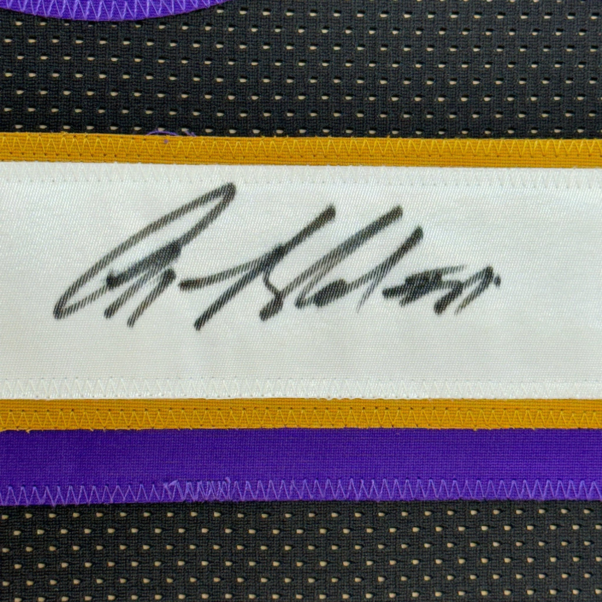 Framed Autographed/Signed Anquan Boldin 35x39 Baltimore Black Football Jersey Beckett BAS COA