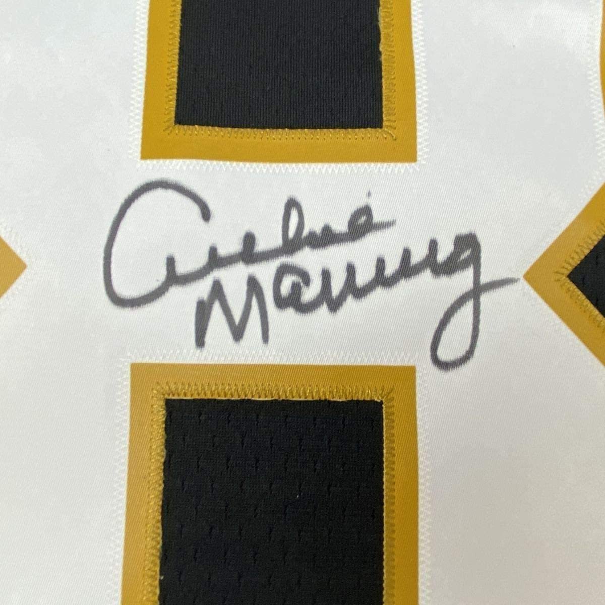 Framed Autographed/Signed Archie Manning 35x39 New Orleans Saints Authentic Mitchell & Ness Black Football Jersey Fanatics COA